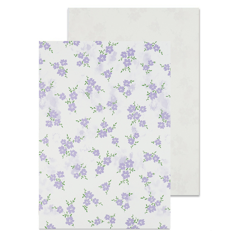 Dāvanu iepakojuma papīrs ar ziedu rakstu uz kraftpapīra, tintes druka, 10 loksnes