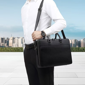 Мъжка кожена кръстосана чанта, урбан стил, полиестерна облицовка, пролет 2025, за бизнес пътувания