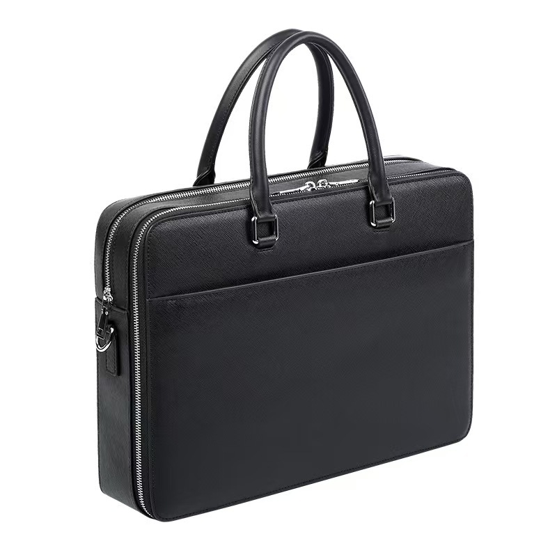 Мъжка кожена кръстосана чанта, урбан стил, полиестерна облицовка, пролет 2025, за бизнес пътувания