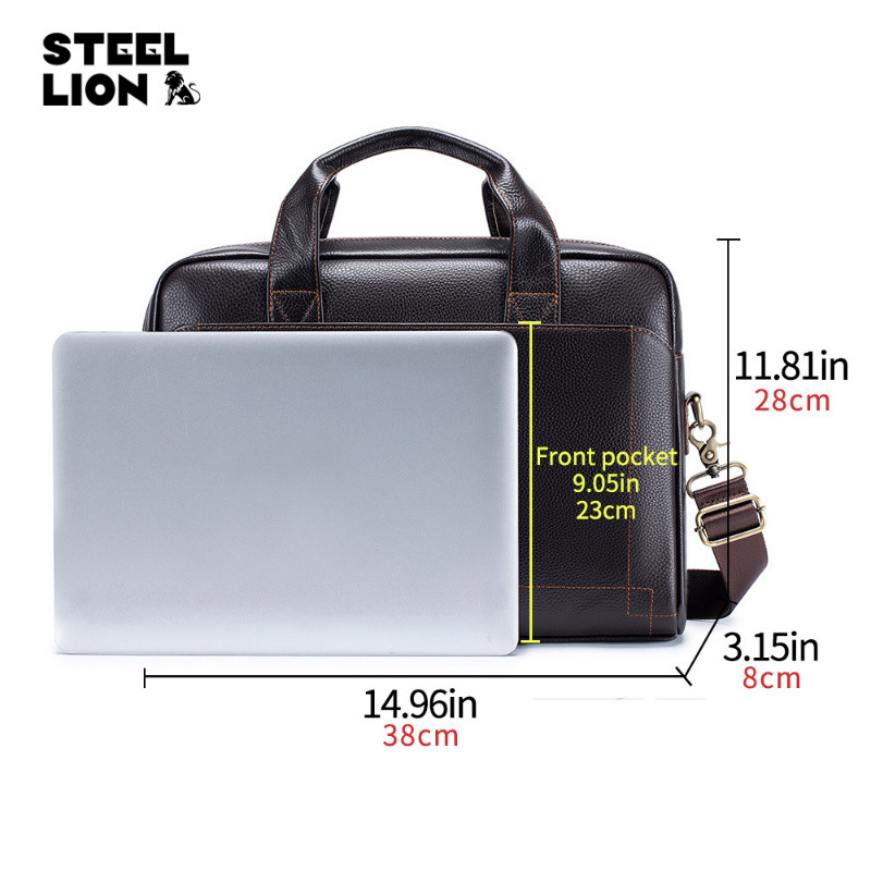 Old Lion Vīriešu Ādas Biznes Soma – Pirmās Kārtas Liellopa Āda, Ūdensizturīga, Izturīga, Iekšējā Ādas Oderes, Pilsētas Stils