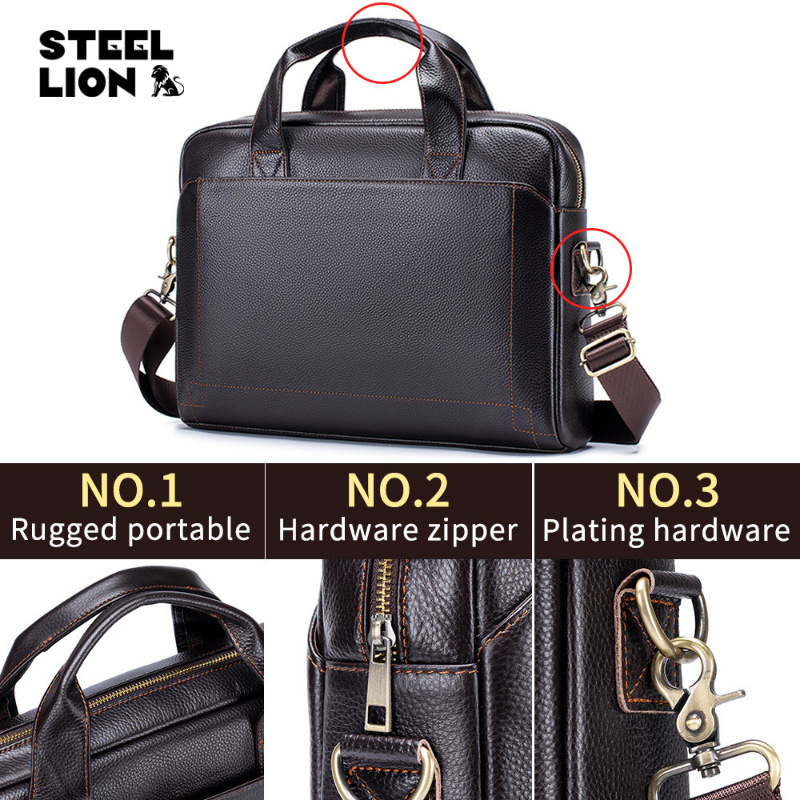 Old Lion Vīriešu Ādas Biznes Soma – Pirmās Kārtas Liellopa Āda, Ūdensizturīga, Izturīga, Iekšējā Ādas Oderes, Pilsētas Stils