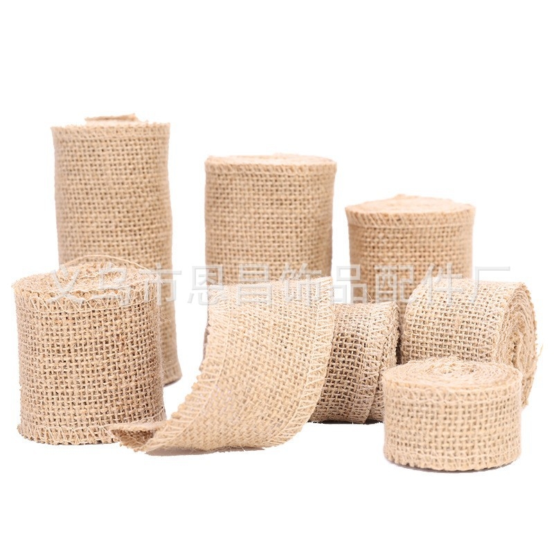 Enchang burlap ritinys ir džuto audinio kaspinai su kanapės virve DIY Kalėdų rankdarbiams