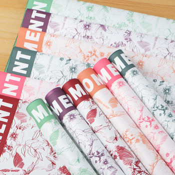 Gėlių įvyniojimo popierius, drugelių puokštės raštas, BOPP medžiaga, 20 lapų pakuotėje