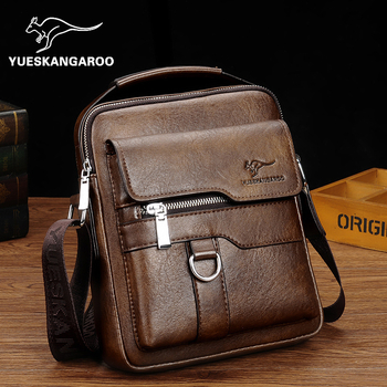 Ανδρική τσάντα ώμου — street-style PU δέρμα, επένδυση πολυεστέρα, μάρκα YUESKANGAROO, για επαγγελματικά ταξίδια