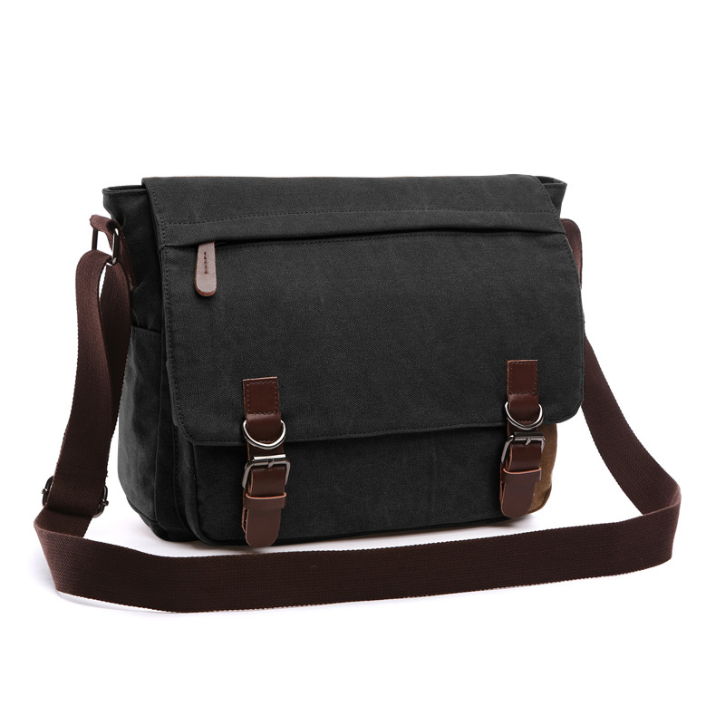 Geantă messenger din pânză pentru bărbați, compatibilă cu laptop de 15 inch, rezistentă la uzură