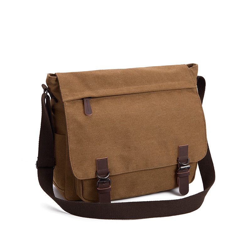 Geantă messenger din pânză pentru bărbați, compatibilă cu laptop de 15 inch, rezistentă la uzură