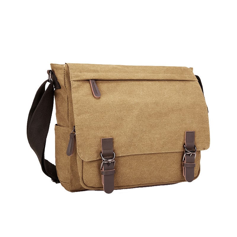 Geantă messenger din pânză pentru bărbați, compatibilă cu laptop de 15 inch, rezistentă la uzură