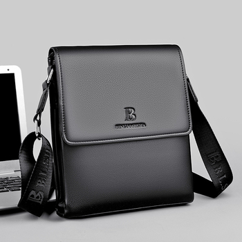 Мъжка чанта през рамо, PU кожа, бизнес стил, водоустойчива и износоустойчива, подплата от полиестер