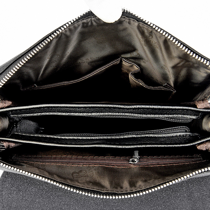 Мъжка чанта през рамо, PU кожа, бизнес стил, водоустойчива и износоустойчива, подплата от полиестер