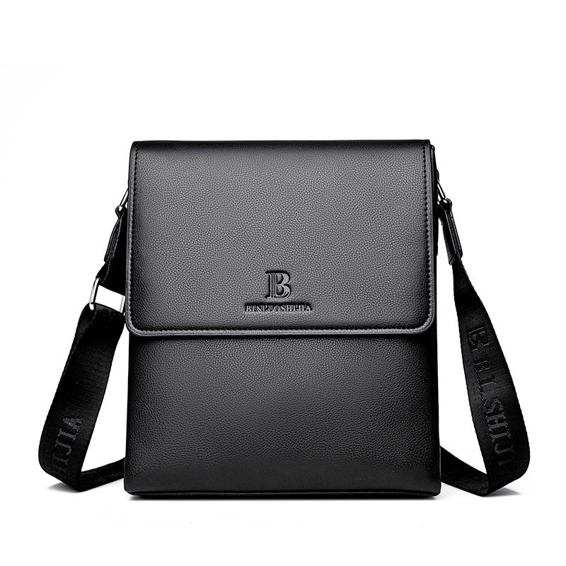 Мъжка чанта през рамо, PU кожа, бизнес стил, водоустойчива и износоустойчива, подплата от полиестер