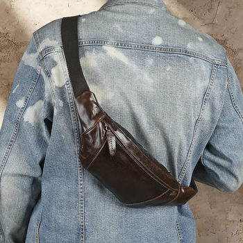 XB002 Vīriešu krūšu somiņa – ultra viegla, pirmās kārtas āda, poliestera odere