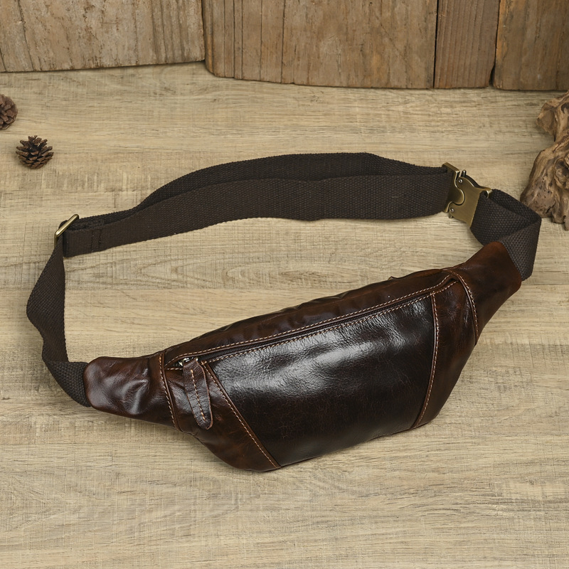 XB002 Vīriešu krūšu somiņa – ultra viegla, pirmās kārtas āda, poliestera odere