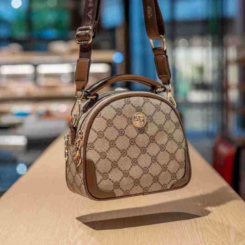 PVC anyagú kör alakú keresztbody táska, utcai stílus, poliészter bélés, kampó zár