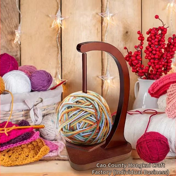 Ξύλινο μαγνητικό περιστρεφόμενο ράφι για νήμα με διανομέα, κουτί για βελονάκια και θήκη τηλεφώνου