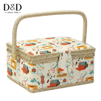 D&D Платнена кутия за шиене, европейски стил с розов принт, комплект от 8 кутии за шиене, шевна чанта в стил C за домашна употреба