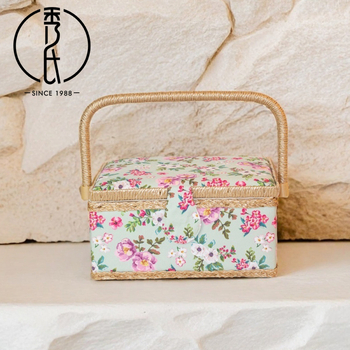 D&D Платнена кутия за шиене, европейски стил с розов принт, комплект от 8 кутии за шиене, шевна чанта в стил C за домашна употреба