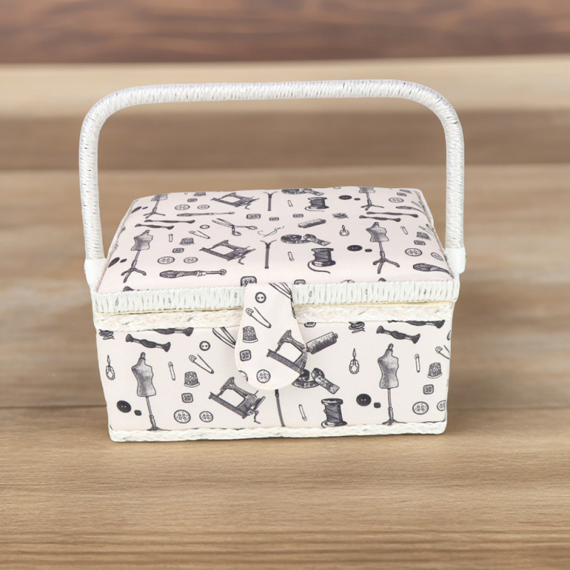 D&D Платнена кутия за шиене, европейски стил с розов принт, комплект от 8 кутии за шиене, шевна чанта в стил C за домашна употреба