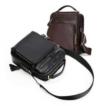 MaDonNo férfi keresztpántos táska, valódi bőr, modell 6028, egyszínű, 9 hüvelykes laptophoz, poliészter bélés