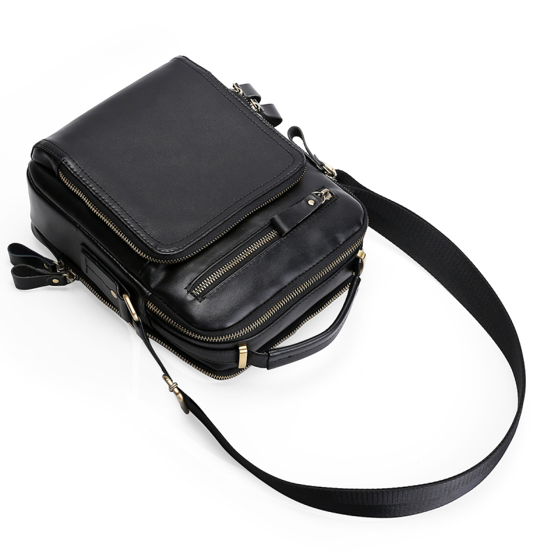 MaDonNo férfi keresztpántos táska, valódi bőr, modell 6028, egyszínű, 9 hüvelykes laptophoz, poliészter bélés