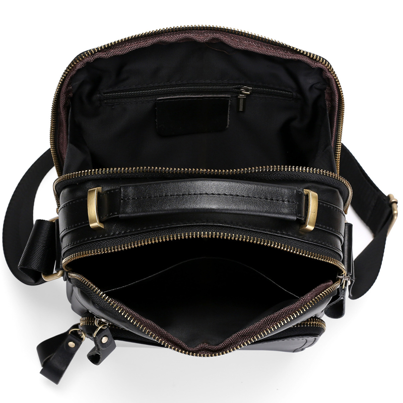 MaDonNo férfi keresztpántos táska, valódi bőr, modell 6028, egyszínű, 9 hüvelykes laptophoz, poliészter bélés