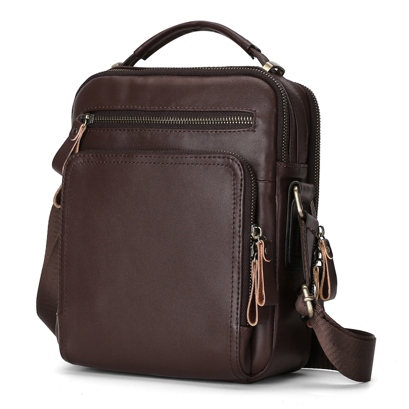 MaDonNo férfi keresztpántos táska, valódi bőr, modell 6028, egyszínű, 9 hüvelykes laptophoz, poliészter bélés