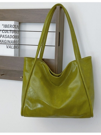 Tote чанта PU кожа, голям капацитет, урбанистичен минимализъм, хоризонтална квадратна форма, магнитно закопчаване