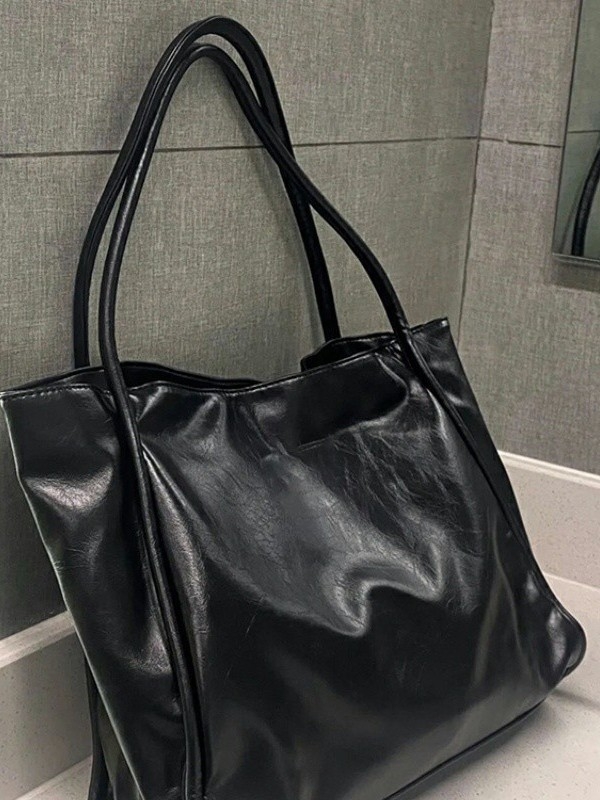 Yuri PU bőr Tote táska, Nagy kapacitású, Városi minimalist stílus, Horizontális négyzet alak, Mágneses zár