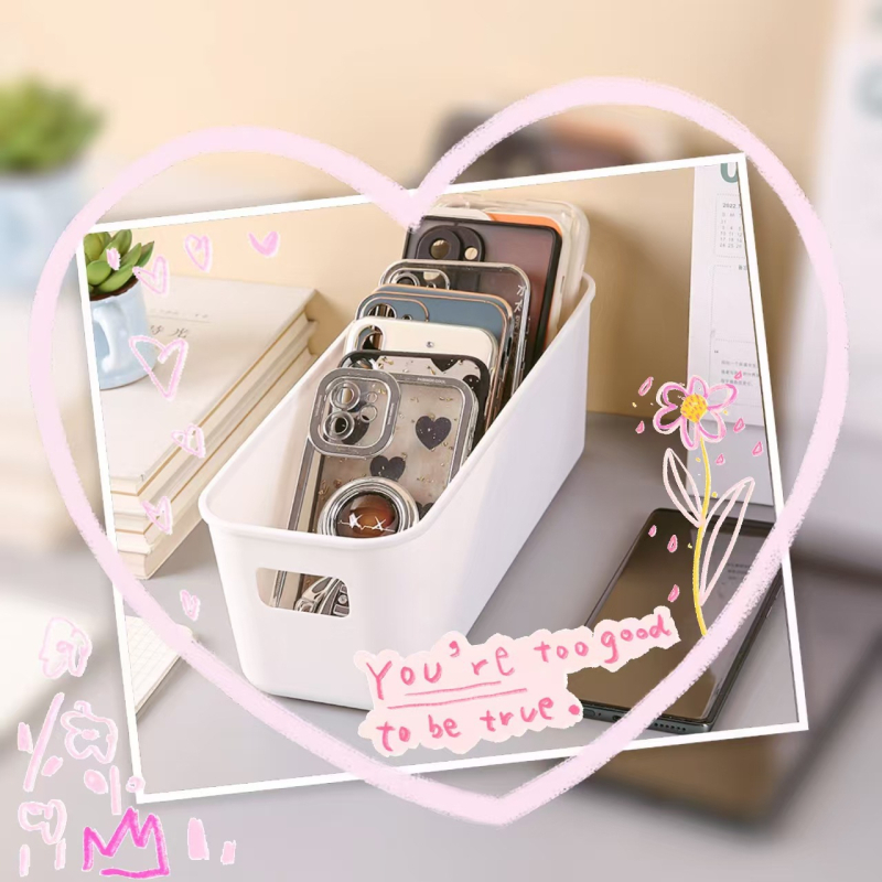 PP пластмасова сгъваема кутия за съхранение, 1 л капацитет, настолен органайзер за дистанционни, канцеларски материали и други, без капак