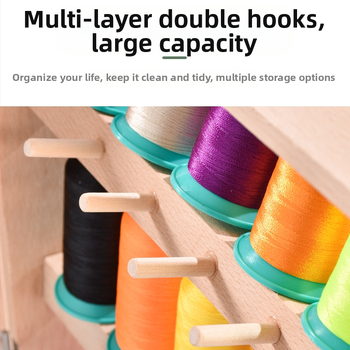 Ξύλινο ράφι κλωστών με σχέδιο Παγόδα – Αναδιπλούμενο τοίχου για αποθήκευση κλωστών, Μοντέρνο απλό στυλ, Guofeng, Αξεσουάρ χειροτεχνίας