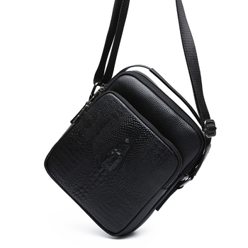 Férfi válltáska - felsőréteg marhabőr, belső nylon bélés, üzleti utakhoz és szabadidős utazásokhoz