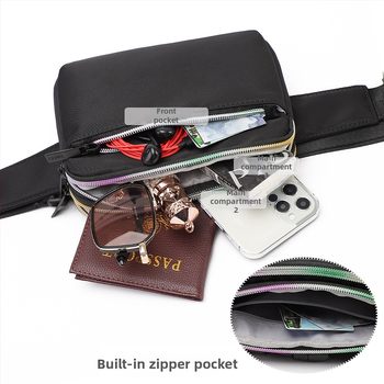 Geantă crossbody pentru femei, cu mai multe compartimente, poliester, închidere cu fermoar, buzunar cu fermoar în interior, buzunar pentru telefon, buzunar interior cu fermoar