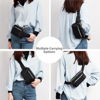 Geantă crossbody pentru femei, cu mai multe compartimente, poliester, închidere cu fermoar, buzunar cu fermoar în interior, buzunar pentru telefon, buzunar interior cu fermoar
