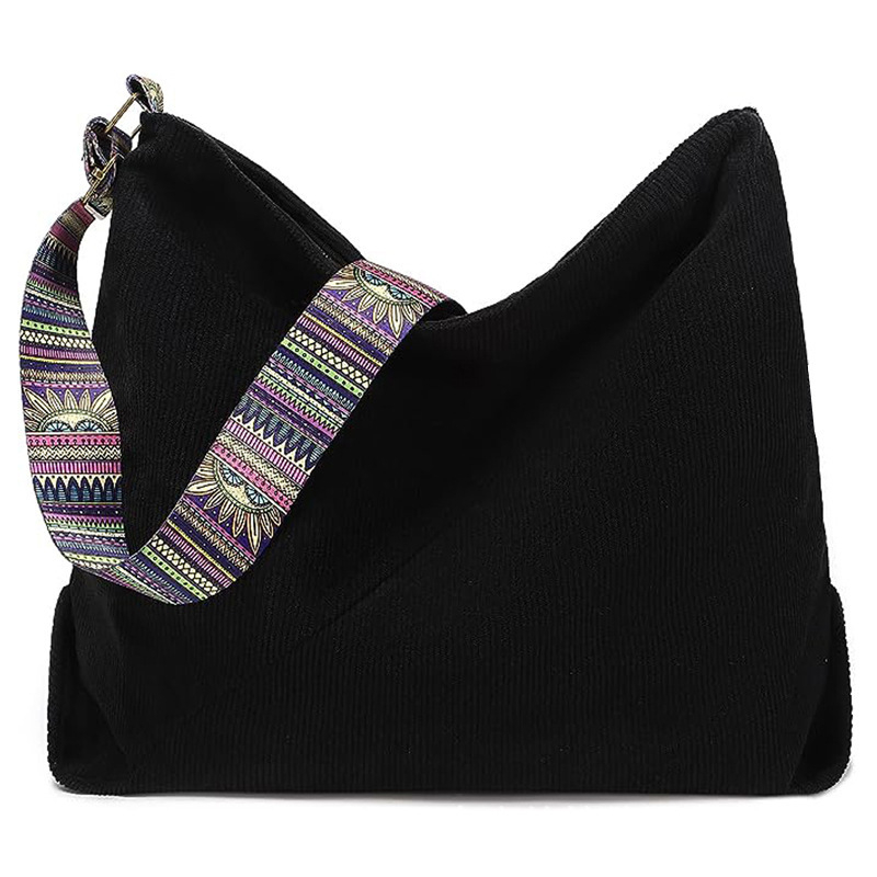 Corduroy női táska, nagy kapacitású — mindennapi crossbody/válltáska, cipzáras nyitás, függőleges négyzet alak, belső zsebek: cipzáras, telefon és ID