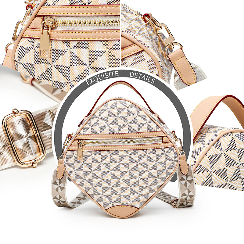 Sml PU szögletes oldaltáska cipzárral, 3D-s szerkezetű dizájn, poliészter bélés, belső zsebek a telefon és azonosító számára, egyetlen vállpánt, mindennapi használatra