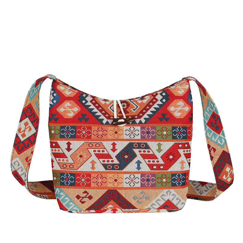 Jacquard anyag táskákhoz és ruházathoz — virágos mintázat, pamut és len; bélés poliészter; táska formája: dumpling; zárás: cipzár; belső zseb cipzárral