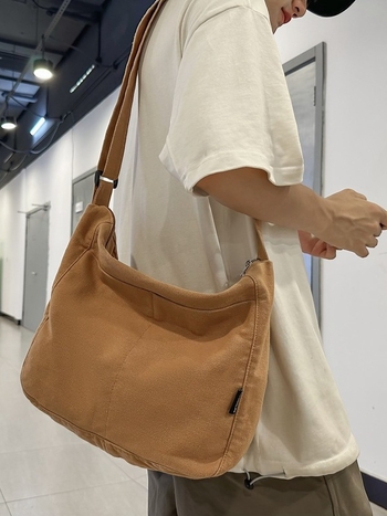 Vīriešu plecu soma, ielu stila, kanvas materiāls, iekšējā odere no neilona, elpojoša