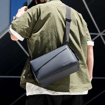 PUANTI vīriešu plecu soma pilsētas vienkāršā stilā, membrānas materiāls, poliestera odere, vienkrāsains raksts