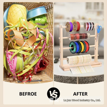 Ξύλινο ράφι αποθήκευσης κορδελών και μαλλιών, ιαπωνικού στυλ, επιτραπέζιος οργανωτής, τεσσάρων επιπέδων, πολυλειτουργικό