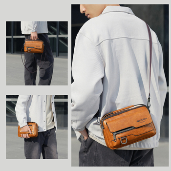 Мъжка чанта през рамо от PU кожа, водоустойчива, марка WEIXIER, подходяща за 8-инчов лаптоп