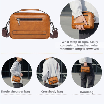 Мъжка чанта през рамо от PU кожа, водоустойчива, марка WEIXIER, подходяща за 8-инчов лаптоп