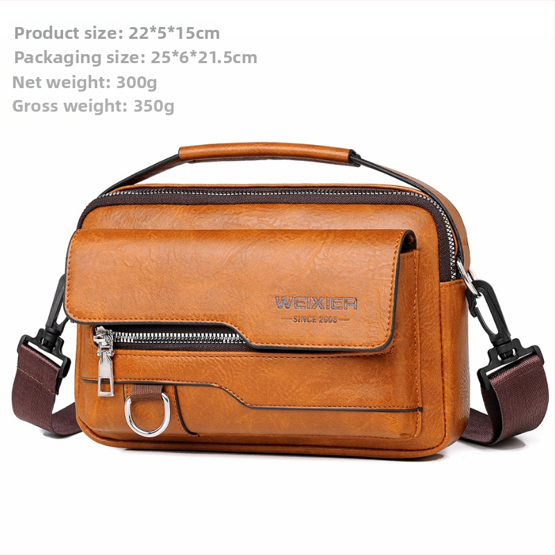 Мъжка чанта през рамо от PU кожа, водоустойчива, марка WEIXIER, подходяща за 8-инчов лаптоп