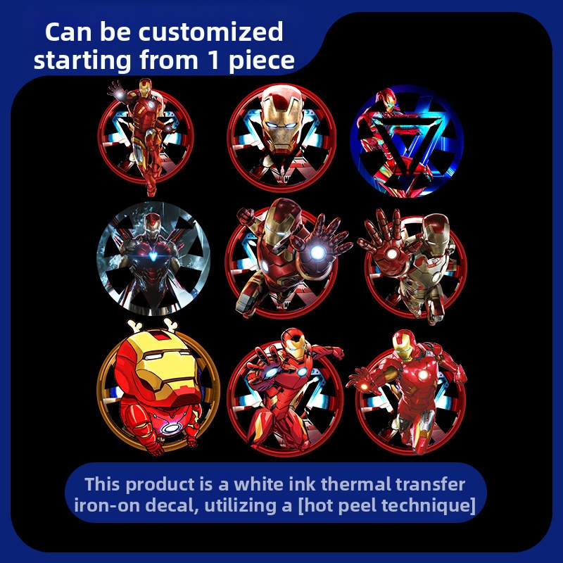 Apģērbs Iron Man no Marvel Avengers ar karsto štampi un siltuma pārneses drukāšanu | Zīmols Happy