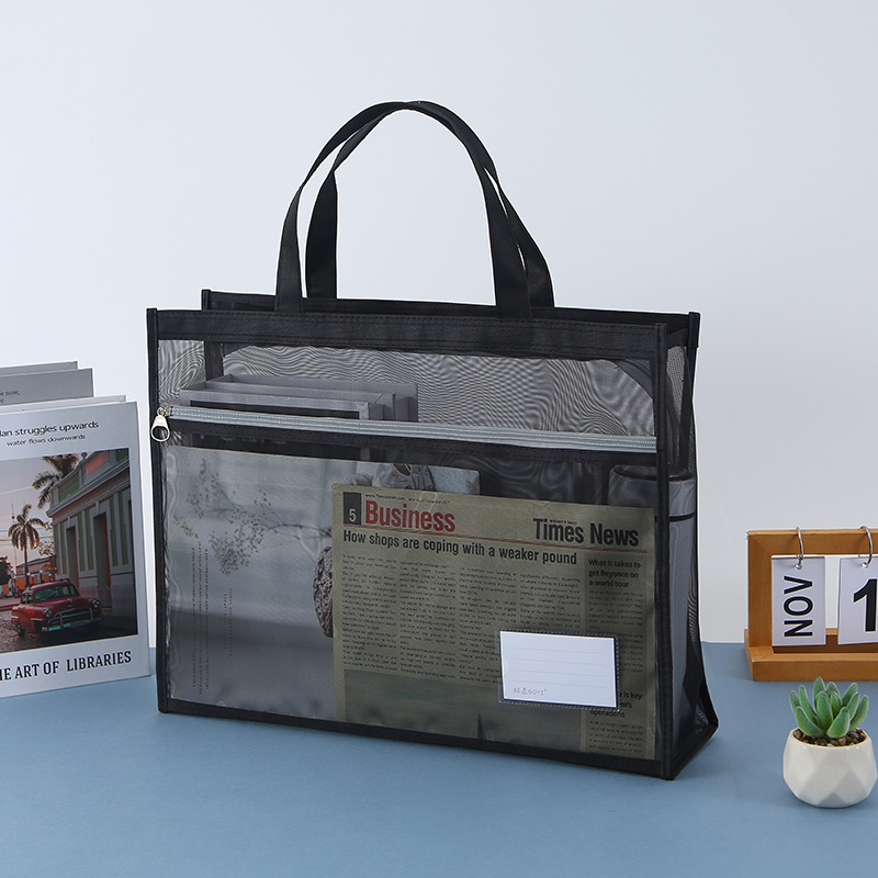 Чанта за изкуство с цип Bai Yi, нейлонова мрежеста конструкция, преносим учебен калъф за рисуване и маркери, модел: хартиен блок