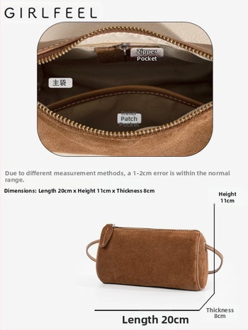 Golfeini дамска кръстосана чанта – естествена кожа, двуслойна телешка кожа, хоризонтална квадратна форма, цип