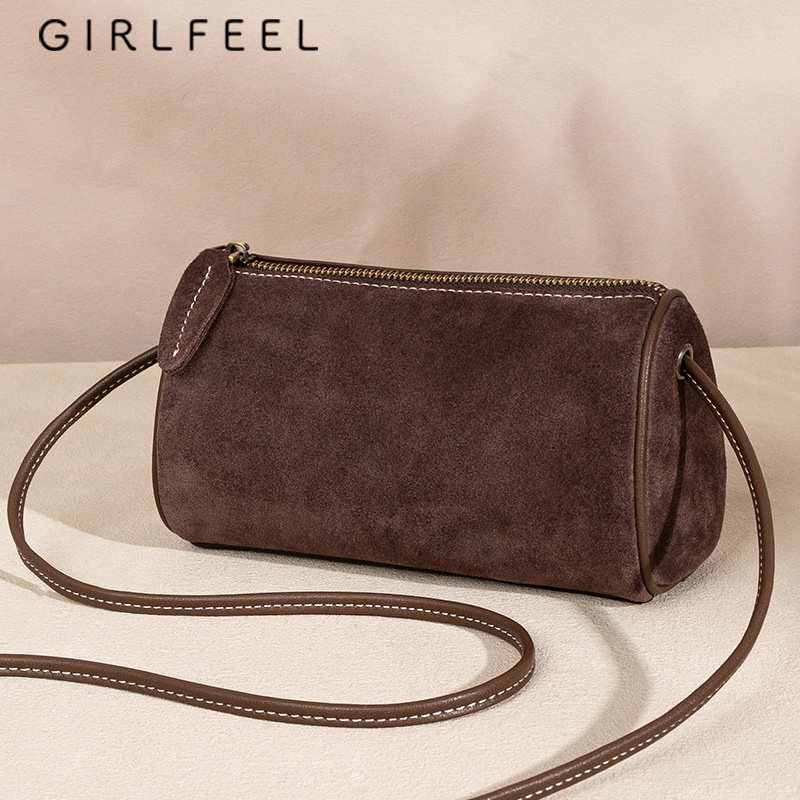 Golfeini дамска кръстосана чанта – естествена кожа, двуслойна телешка кожа, хоризонтална квадратна форма, цип