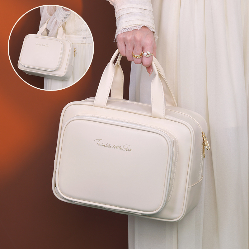 Козметична чанта с голям капацитет и преградни отделения, водоустойчива, PU материал, преносима за пътуване