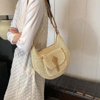 RE HRYTTON Utcai stílusú crossbody táska, papírszövése, párna alakú, cipzáras záródás, zseb a dokumentumok számára, mindennapi használatra