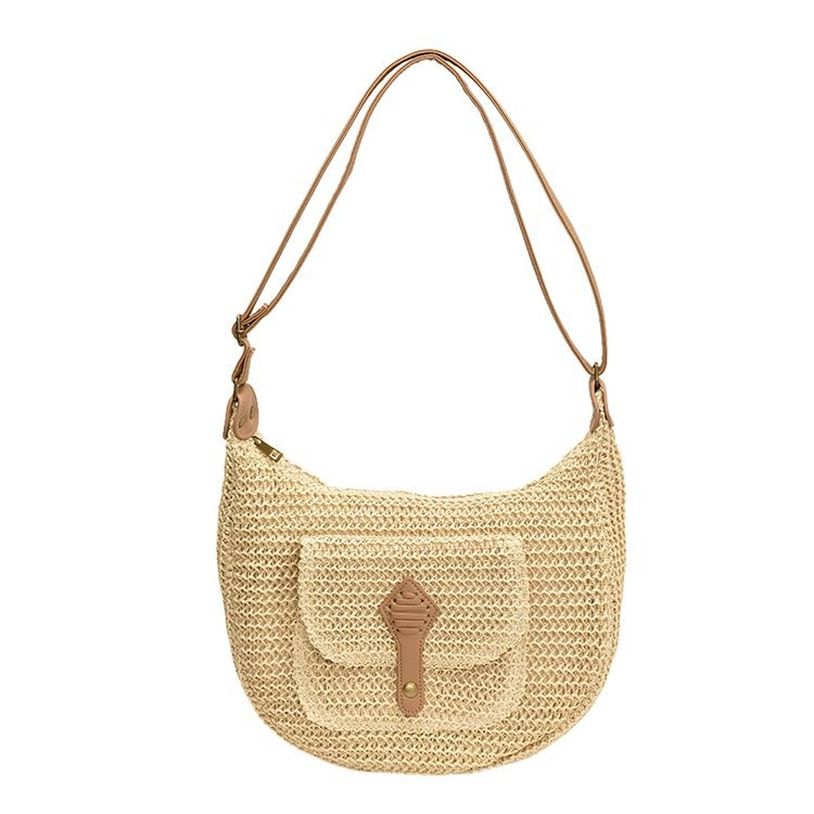 RE HRYTTON Utcai stílusú crossbody táska, papírszövése, párna alakú, cipzáras záródás, zseb a dokumentumok számára, mindennapi használatra