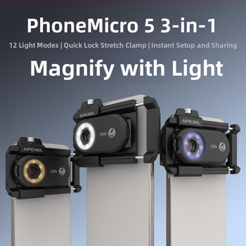 Μηχανικό μικροσκόπιο 200X, 3-σε-1 για κινητό τηλέφωνο, έλεγχος κοσμημάτων και κυκλωμάτων, ABS σώμα, 131 g, καθολικό μοντέλο