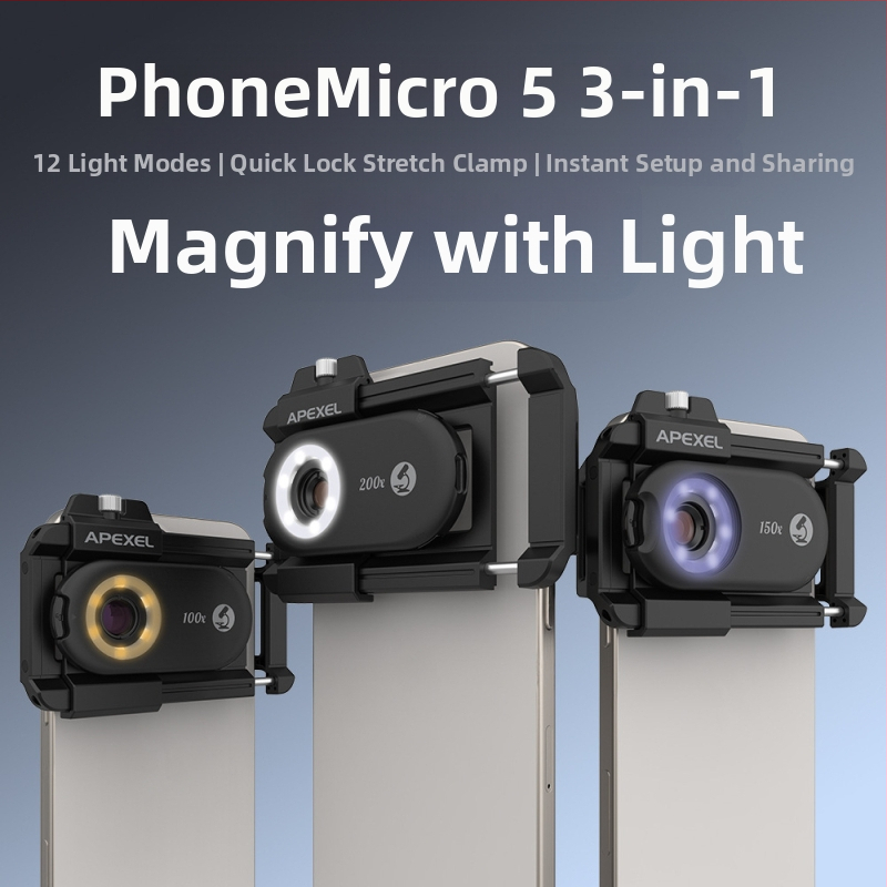 Μηχανικό μικροσκόπιο 200X, 3-σε-1 για κινητό τηλέφωνο, έλεγχος κοσμημάτων και κυκλωμάτων, ABS σώμα, 131 g, καθολικό μοντέλο